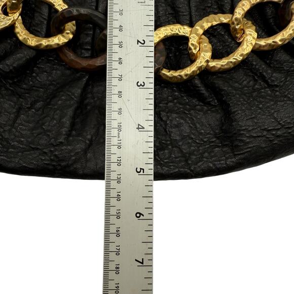 Juicy Couture Black Leather Clutch Bag‎ Gold Chain Vintage Y2K - Picture 8 of 9